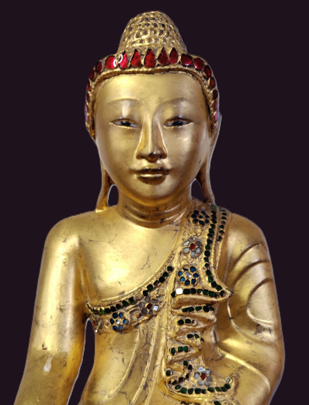 Mid 19th Century Mandalay Bronze Buddha 3 19th Century Burmese Mandalay Bronze with Stone Eyes