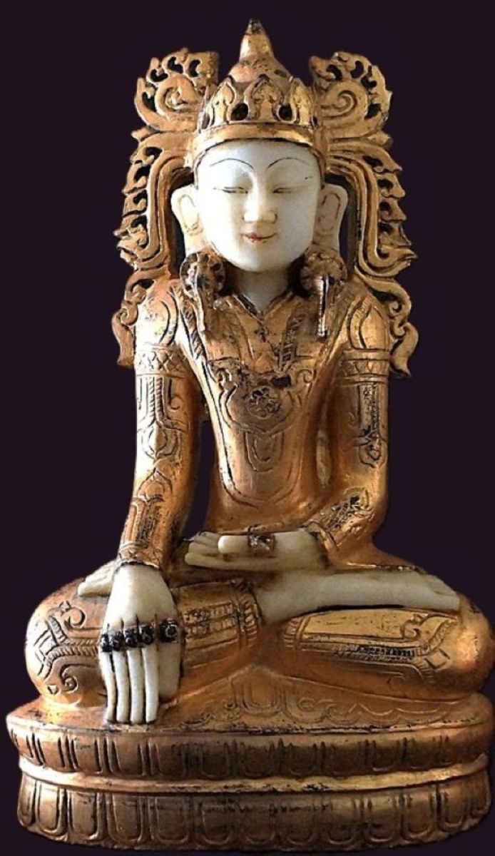 Burmese Alabaster Royal Shan Buddha Statue