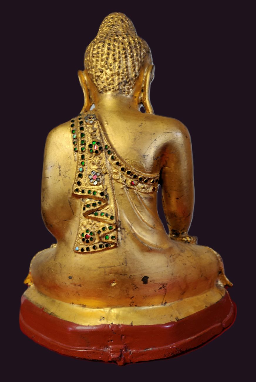 Mid 19th Century Mandalay Bronze Buddha 4 Burmese Mid 19th Century Bronze Buddha Statue Back