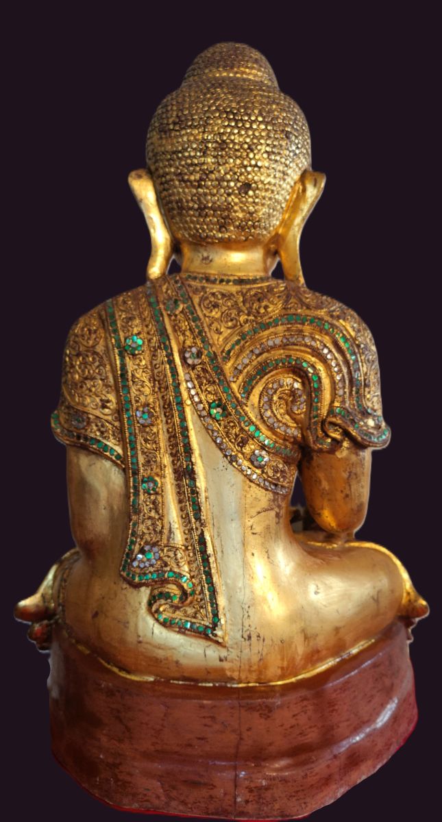 Burmese Mandalay Wood Buddha Statue 5 19th Century Burmese Mandalay Gilded Buddha Statue