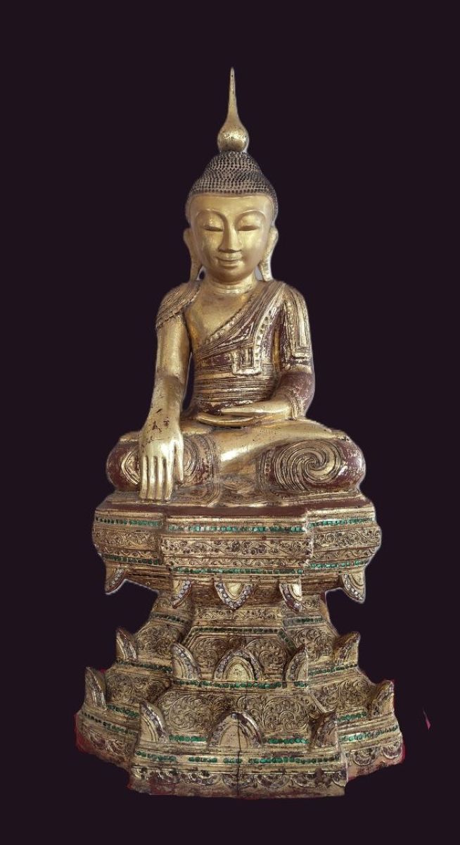 Burmese Shan Tai Yai Buddha - Tiered throne