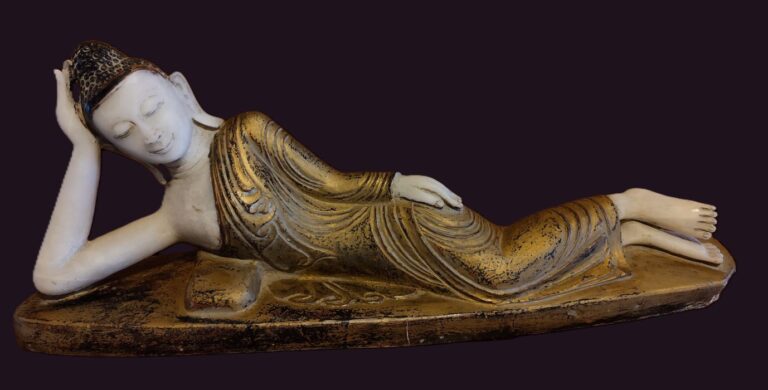 Mandalay Alabaster Reclining Buddha 19th C