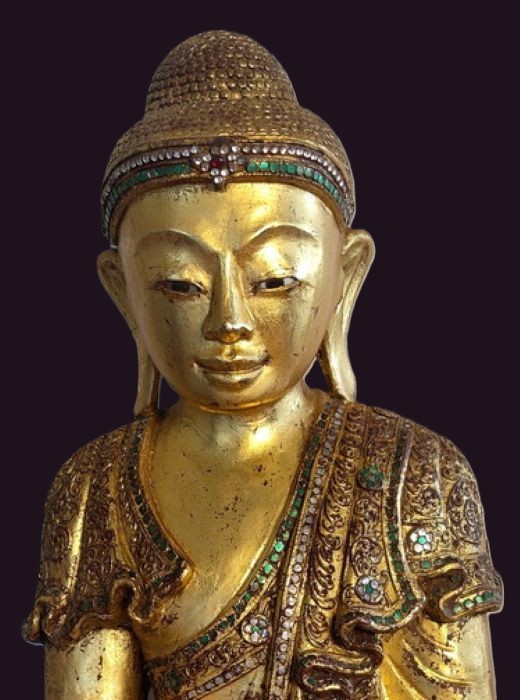 Burmese Mandalay Wood Buddha Statue 4 Mandalay Art Burmese Wooden Buddha Statue