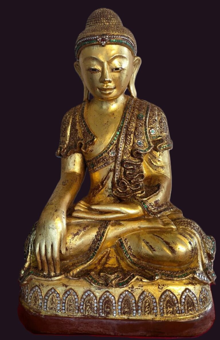 Burmese Mandalay Wood Buddha Statue