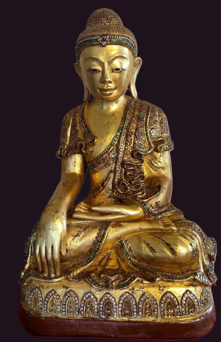 Burmese Mandalay Wood Buddha Statue