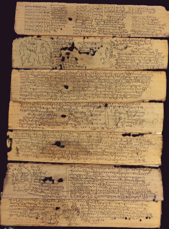 Burmese Zata Palm Leaf Horoscope 6 Palm Leaf Pages from Burmese Zata Horoscope