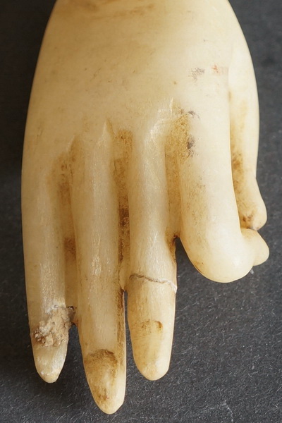 Early Mandalay Wood - Alabaster Buddha 9 Right hand damage to Burmese Mandalay Alabaster and Wood Buddha Statue