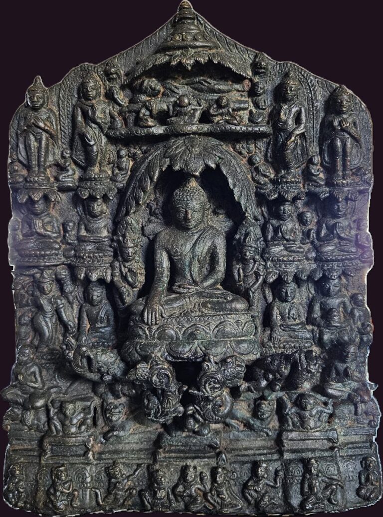 Rare Bronze Burmese Stele: 8 Great Events & 7 Weeks After