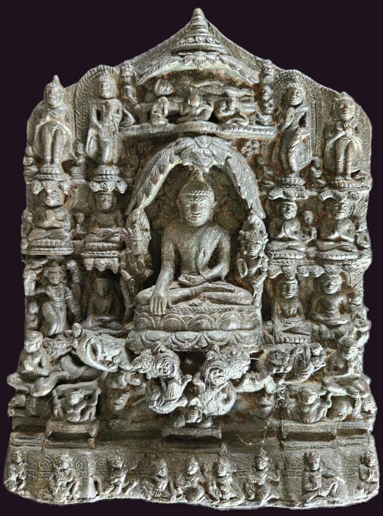 Rare Bronze Burmese Stele: 8 Great Events