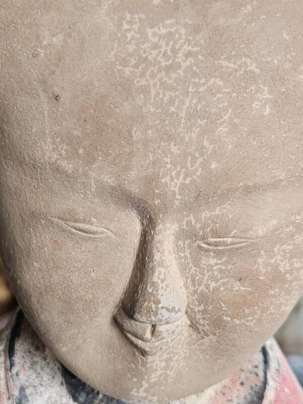 Close view face Ancient Western Han Terracotta Pottery Court Lady - Mingqi