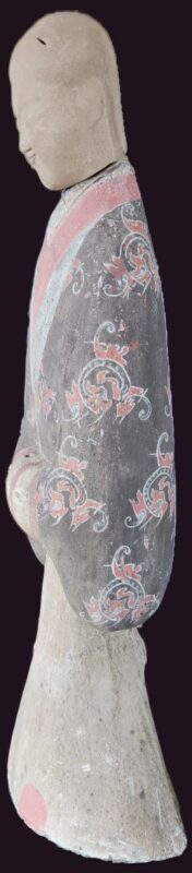 Western Han Dynasty Painted Pottery Court Lady - Mingqi Figure - side profile