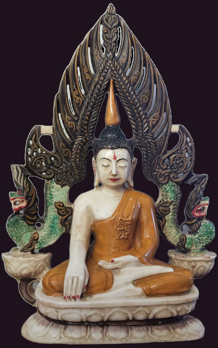 Rare Circa 1880-1910 Burmese Marble Phitsanulok Buddha statue crafted in Burma