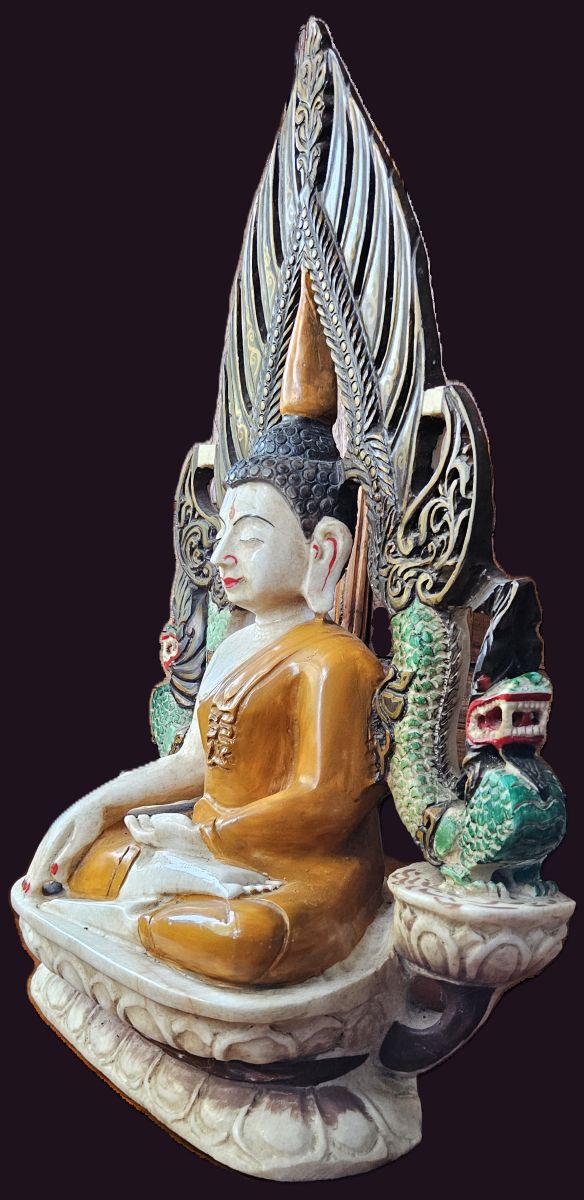 Circa 1880-1910 Burmese Marble Phitsanulok Buddha 1 Phitsanulok Style Buddha Statue from Burma - Side Profile