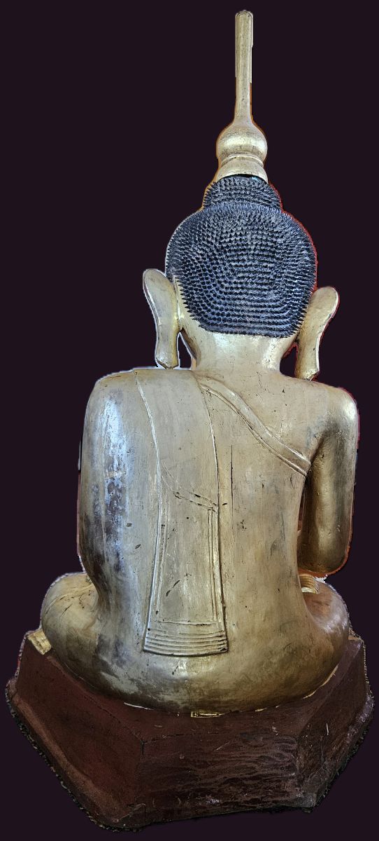 Burmese Tai Yai Hollow Lacquer Buddha Statue 4 Shan Tai Yai Hollow Lacquer Buddha - Back View