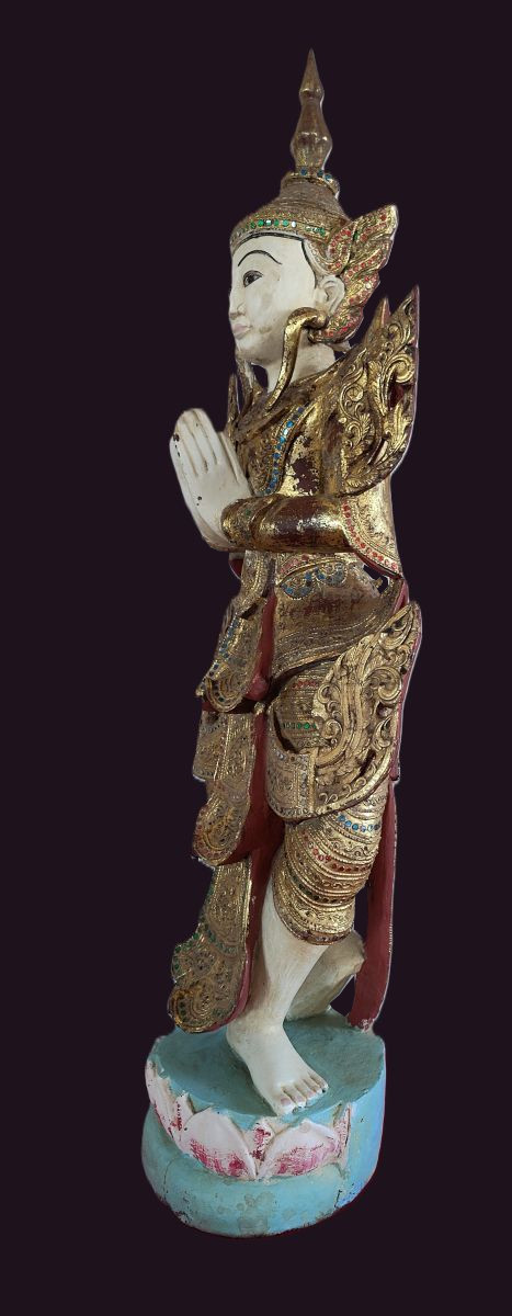 Burmese Mandalay Lokapala - Deva Nat 1 View of left side Burmese Deva Nat with hand gesture in Anjali Mudra