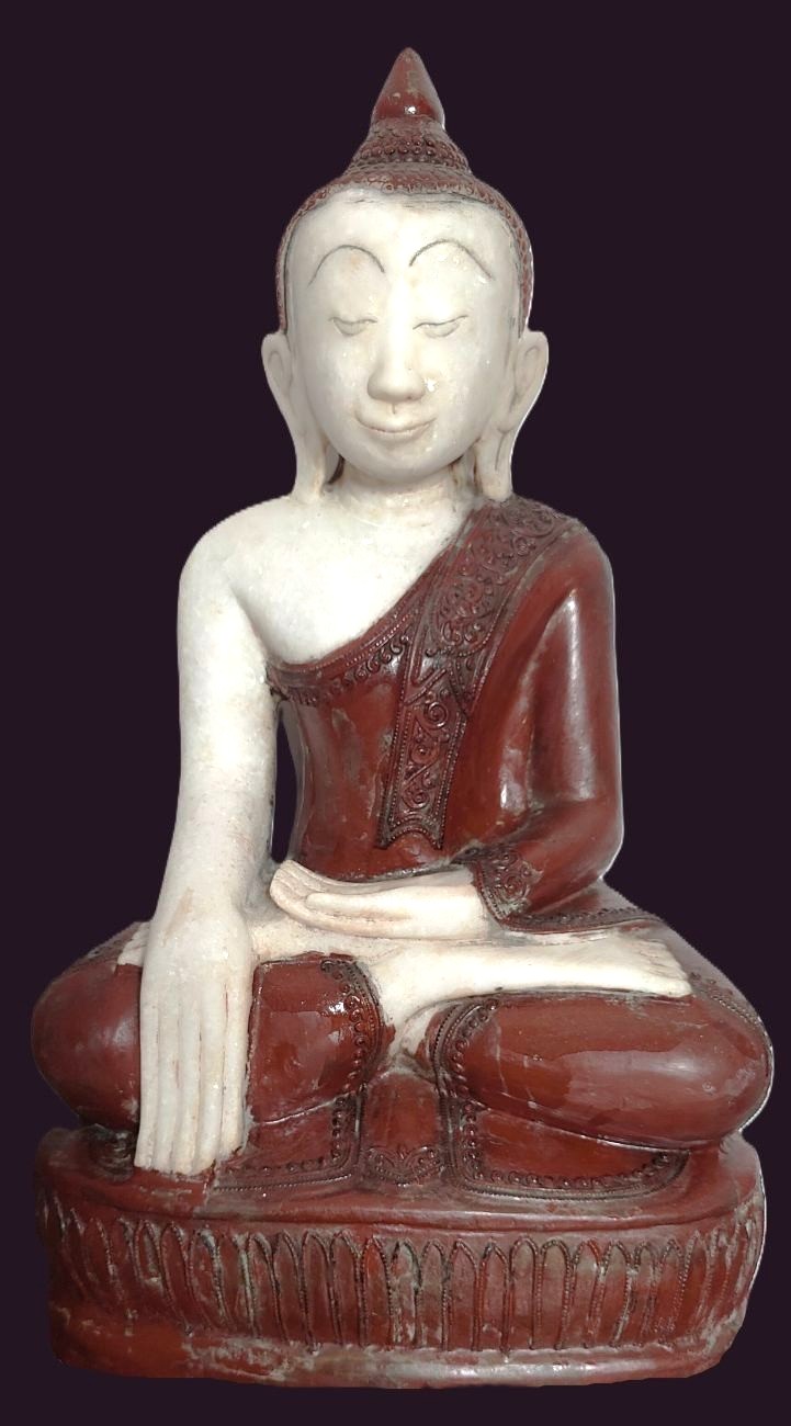 18th Century Burmese Ava Innwa Marble Buddha Statue