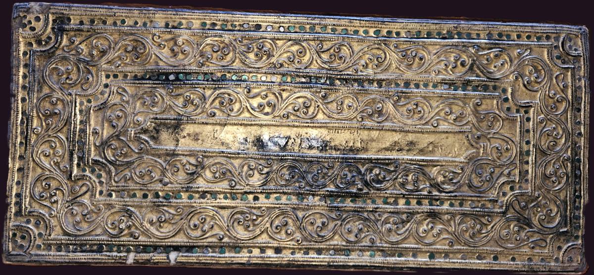 Burmese Shan Concertina Parabaik Manuscript Gilded Back cover Burmese Shan Concertina Parabaik manuscript