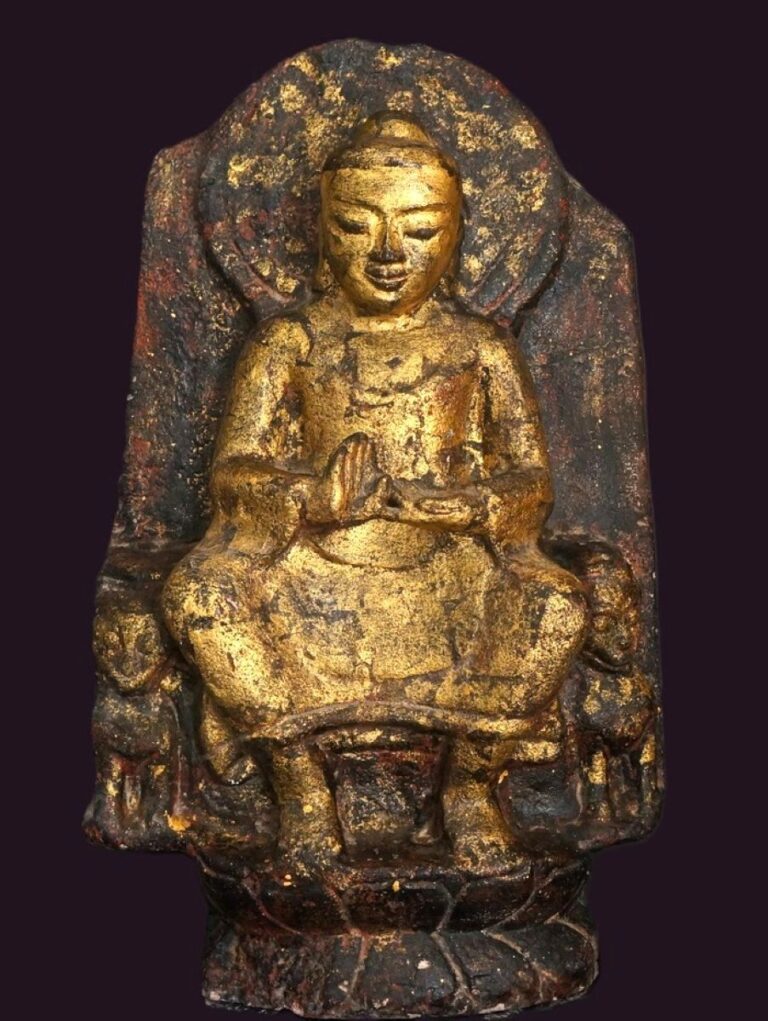 Rare Burmese Mon Maitreya Sandstone 10th-11th C Stele