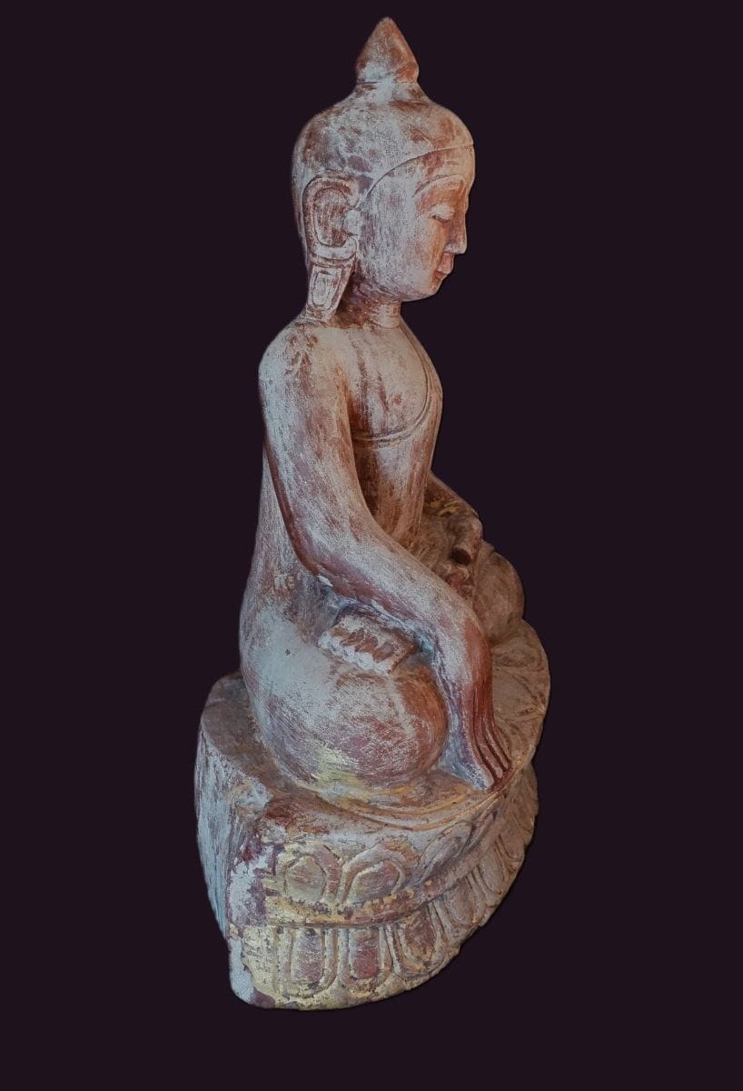 Ava - Konbaung Sandstone Buddha Statue (c.1650–1780) 1 Burmese Ava period Sandstone Buddha Statue - side profile