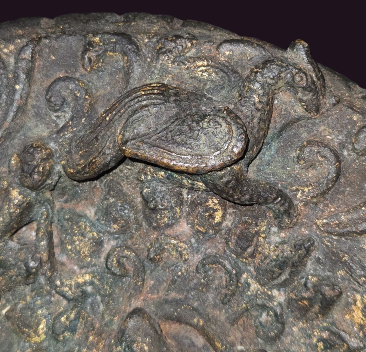 Horse-headed Yaksini Asvamukhi Bronze Disc 3 Hintha or Hamsa Bird on Bronze Round Disc