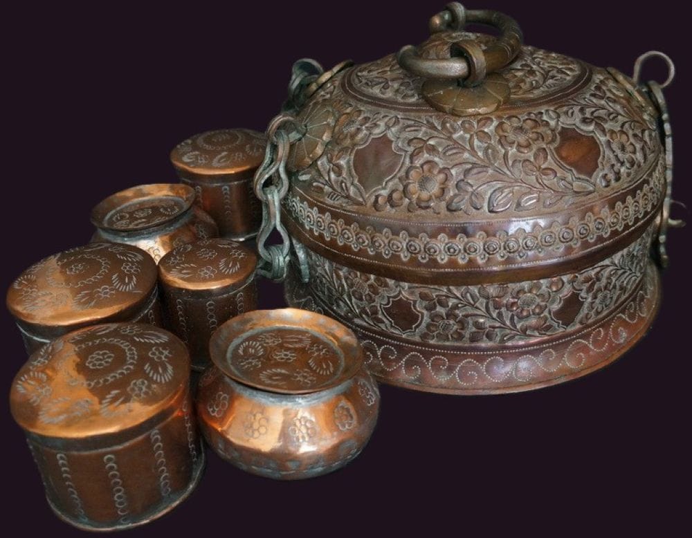 Indian Beaten Copper Betel Nut Pandan Box Indian Beaten Copper Betel Nut Pandan Box