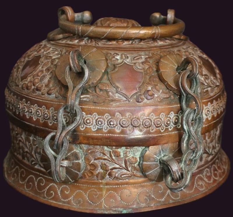 Indian Beaten Copper Betel Nut Pandan Box 4 Indian Pandan Copper Betel Nut Box