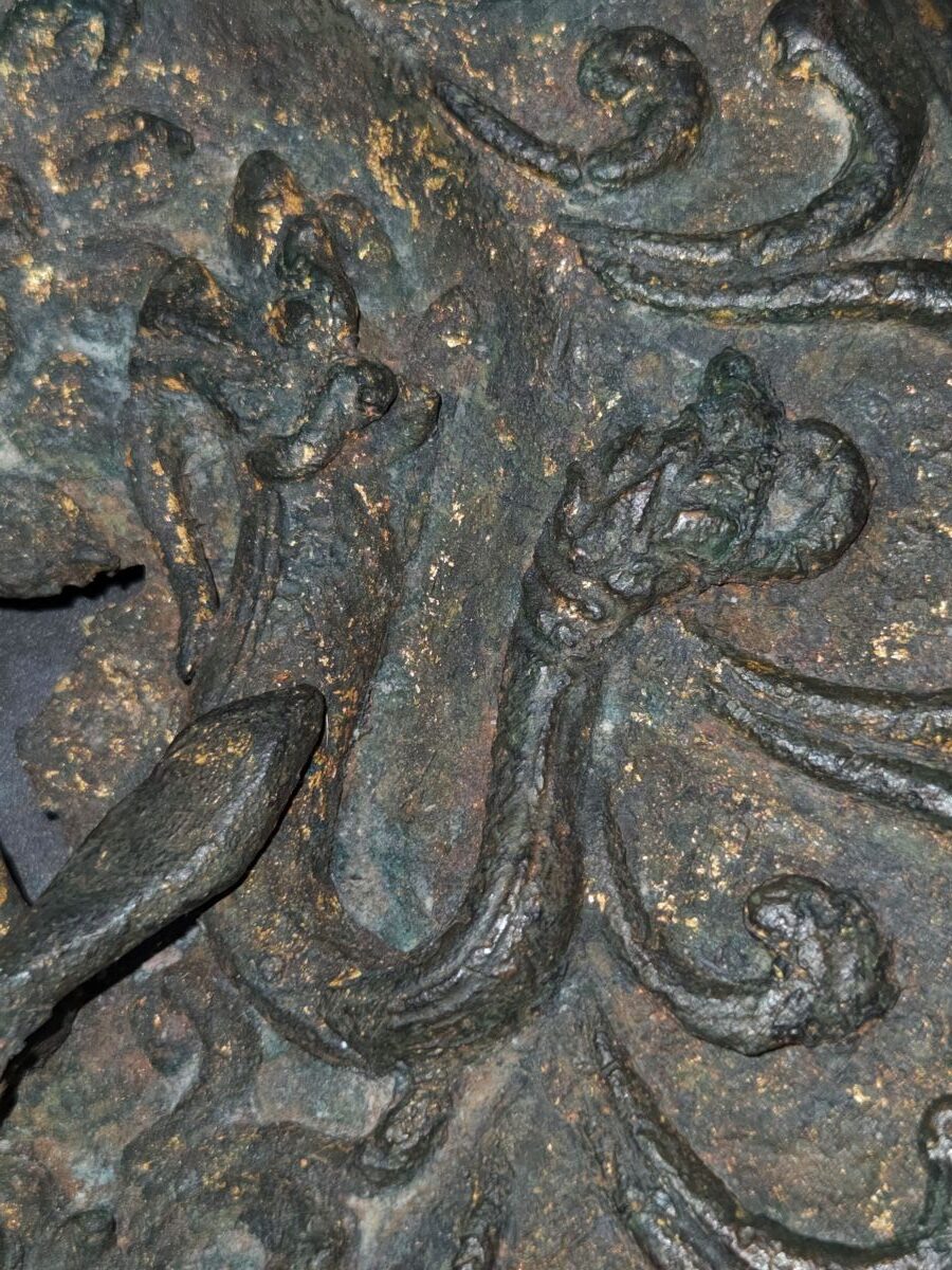 Horse-headed Yaksini Asvamukhi Bronze Disc 5 Naga figure on Burmese Bronze Disc