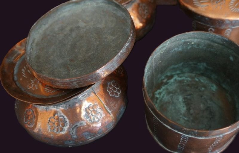 Indian Beaten Copper Betel Nut Pandan Box 7 Pandan Betel nut box container