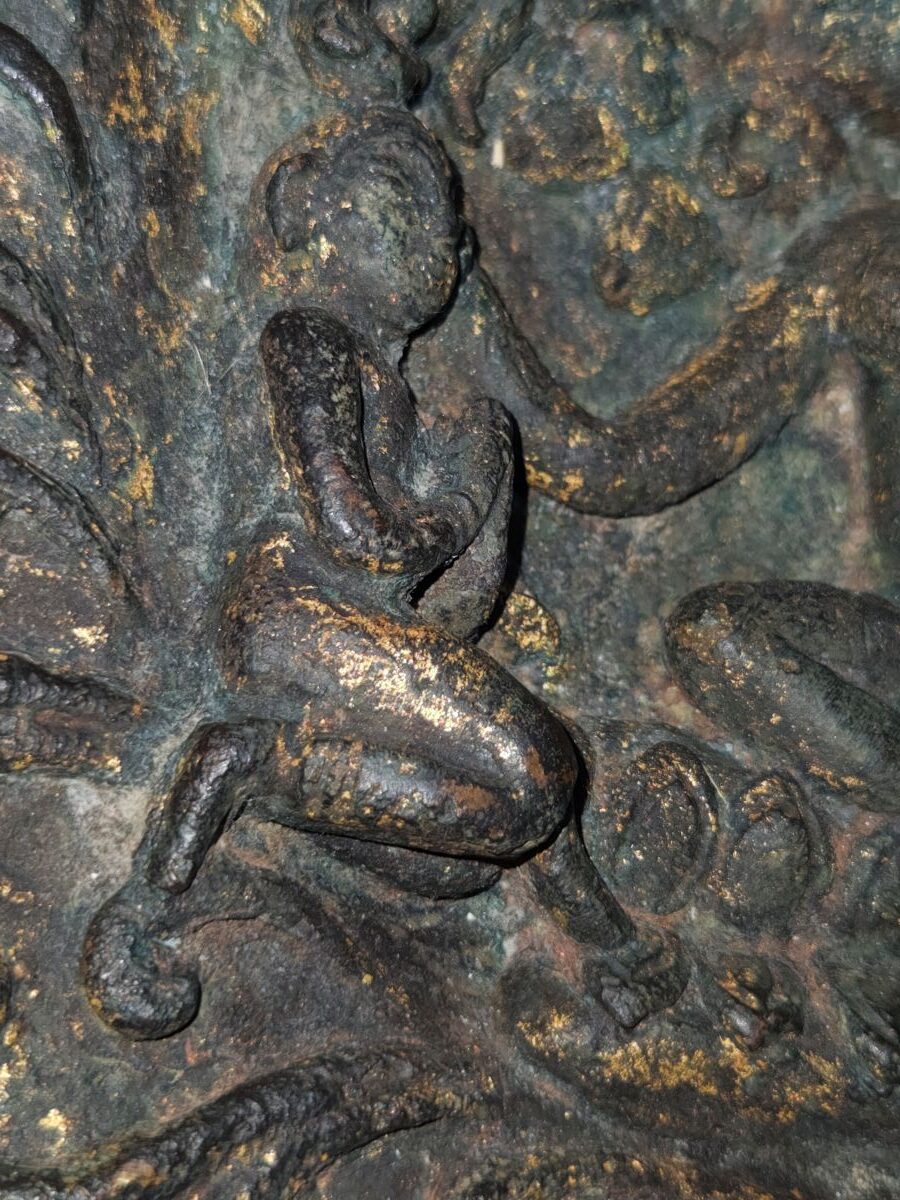 Horse-headed Yaksini Asvamukhi Bronze Disc 6 Praying figure Burmese Bronze Disc bottom view