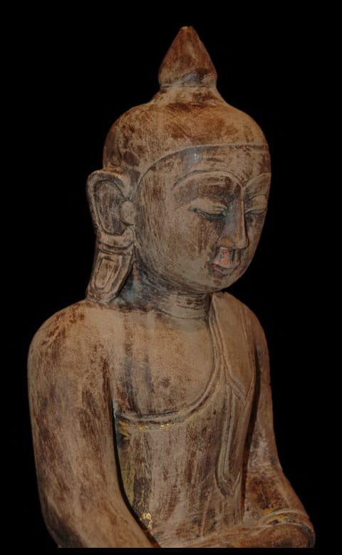 Ava - Konbaung Sandstone Buddha Statue (c.1650–1780) 3 Top view of Burmese Sandstone Antique Ava Buddha Statue