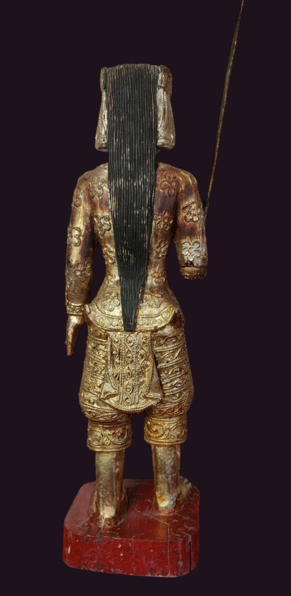 Antique Burmese Wooden Nat Spirit Min Gyi 3 Antique Burmese Wood Nat Figure - Min Gyi - Back view