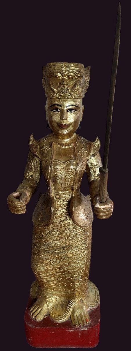 Antique Burmese Wooden Nat Figure - Popa Medaw