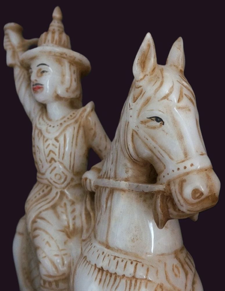 Antique Burmese Marble Nat Riding Horseback 2 Burmese Marble face view