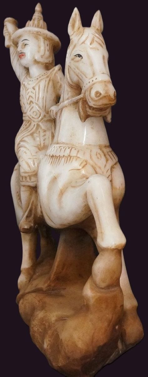 Antique Burmese Marble Nat Riding Horseback 5 Antique Burmese Marble horse and rider