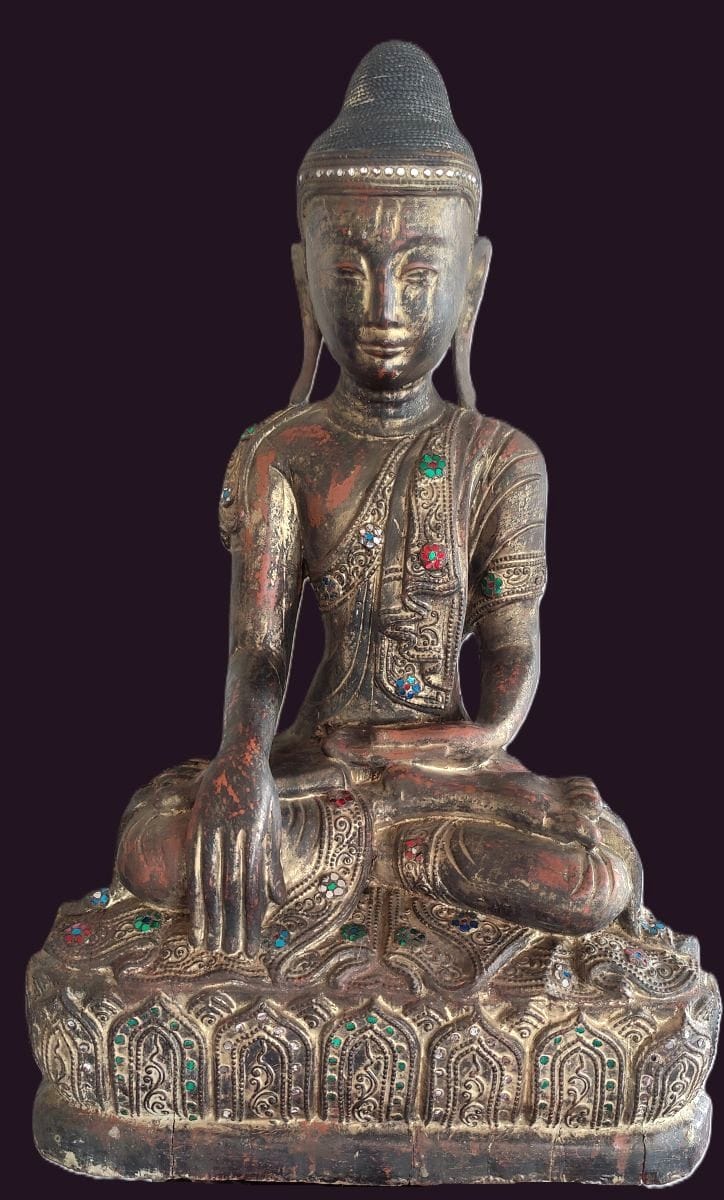 Antique Shan Burmese Konbaung Period Wood Buddha 12 Antique Shan Burmese Konbaung Period Wood Buddha