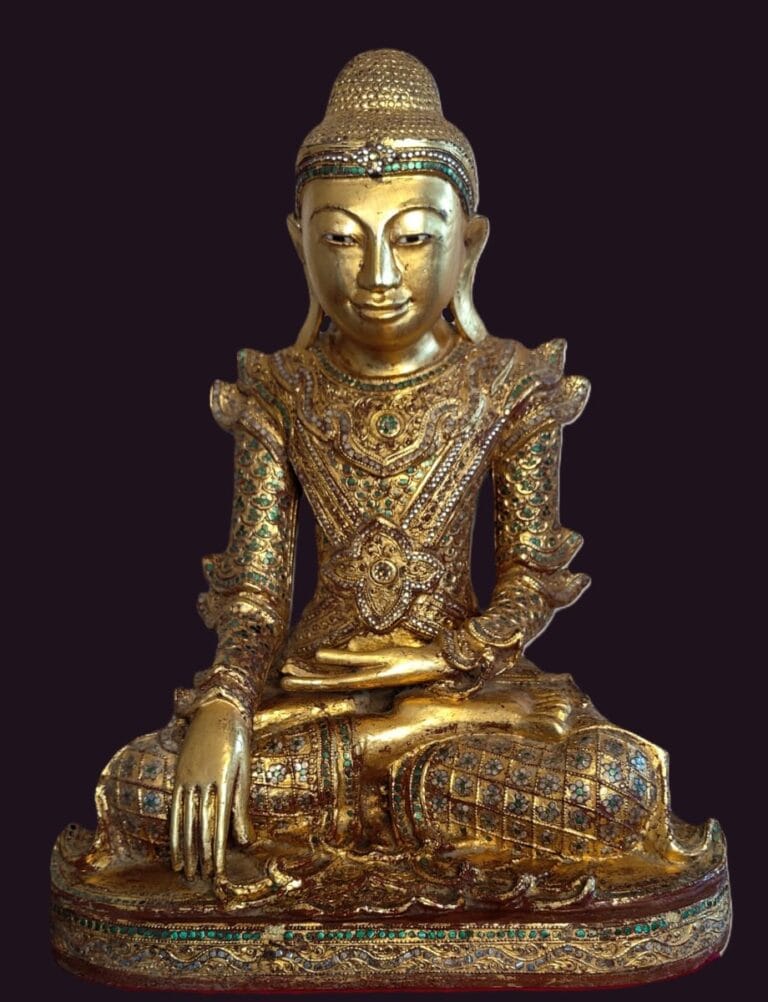 Antique Burmese Mandalay Buddha, Royal Attire, 19th C